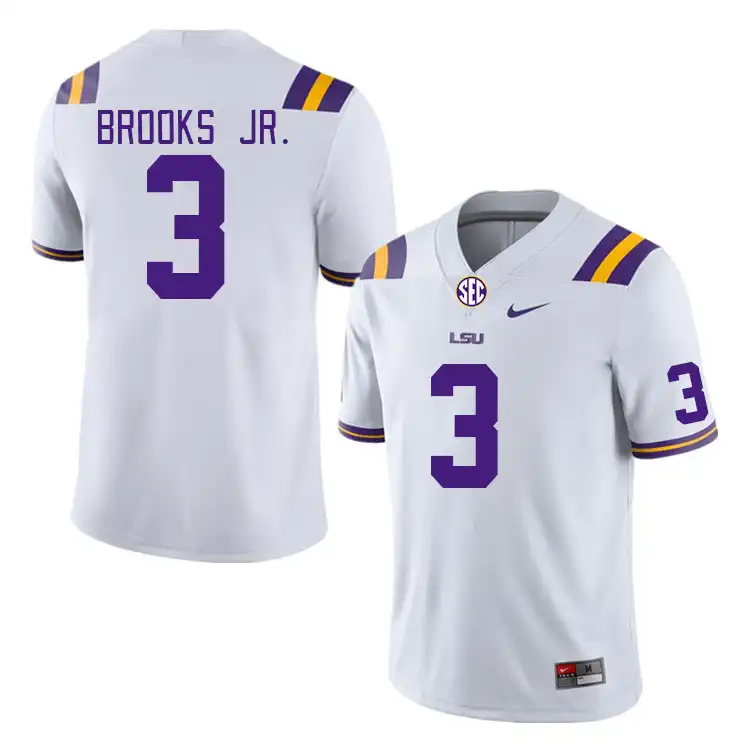 Men's LSU Tigers Greg Brooks Jr. #3 White NCAA Football Jersey